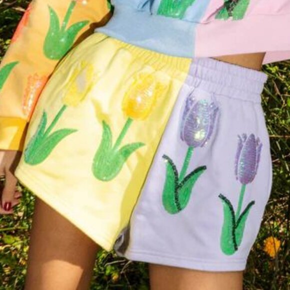 Queen Of Sparkles Neon Colorblock Tulip Short - Picture 2 of 2